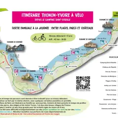Carte d'un itinéraire à vélo autour du lac Léman, idéal pour un tour du lac Léman vélo en 3 jours, avec des étapes familiales.