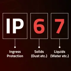 IP67 waterproof définition : le 6 indique une protection totale contre la poussière, le 7 une protection contre l'immersion dans l'eau.