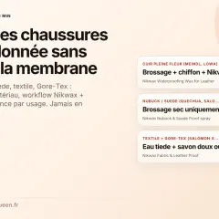 Comment nettoyer des chaussures de randonnée : guide pour cuir, nubuck, textile et Gore-Tex. Protocole Nikwax pour un entretien parfait.