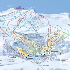 Carte des pistes de ski de **Besse Mont Dore**, avec les sommets, les remontées mécaniques, les pistes de différents niveaux et les points d'intérêt.