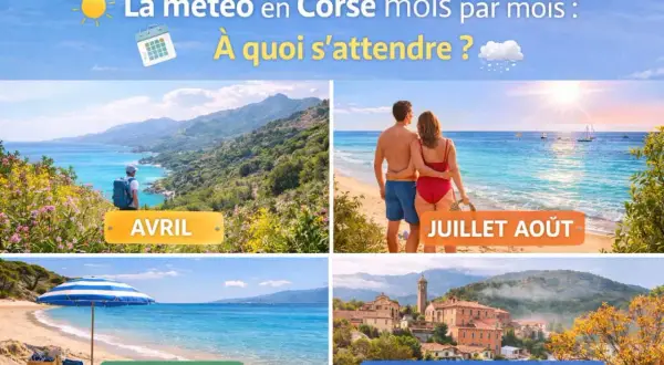 Paysage d'automne en Corse, avec un village pittoresque et des arbres aux couleurs chaudes. La météo en Corse en novembre est douce.