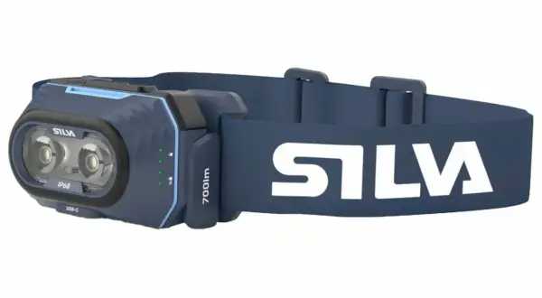 Lampe frontale Silva 700lm, idéale pour une excellente distance d'éclairage lors de vos aventures nocturnes.